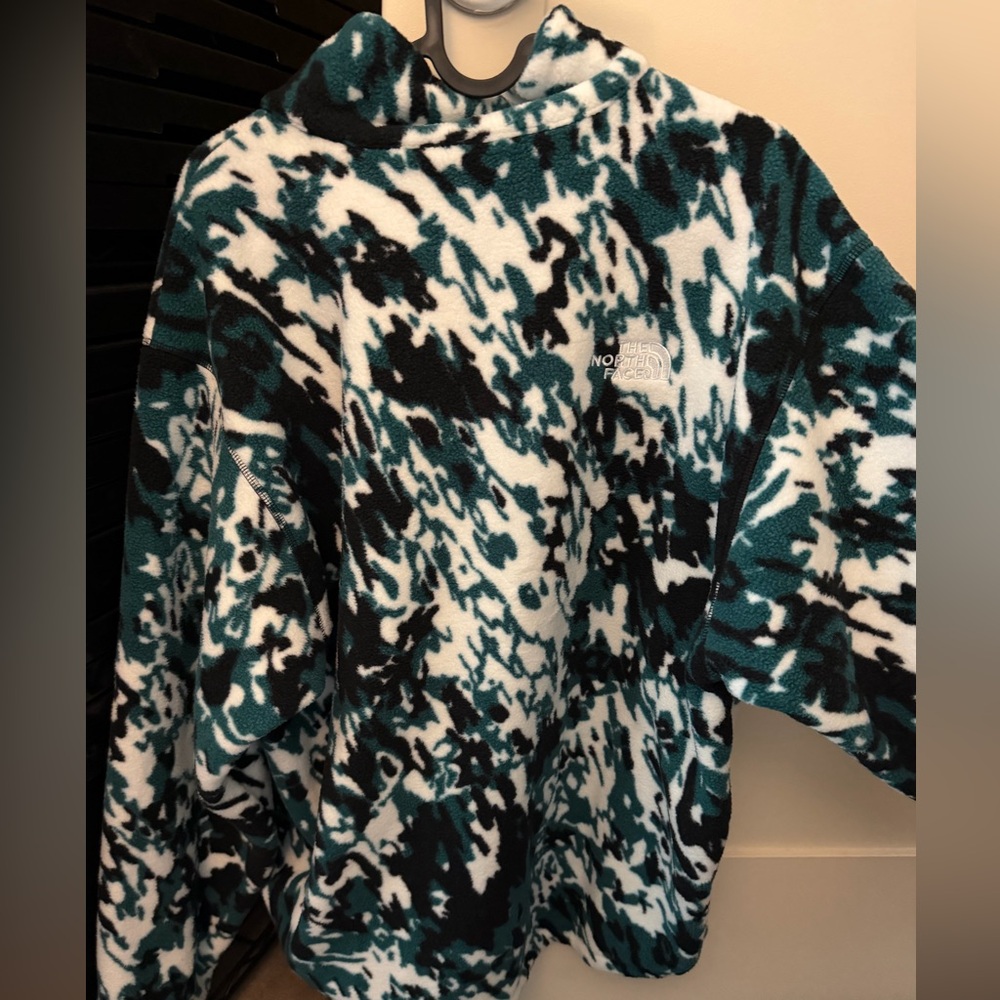 NWT The North Face Fleeski Zip Pullover Deep Nori Trail Print - Picture 4 of 7